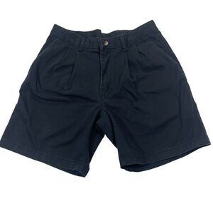 Timber Creek by Wrangler Shorts Men 32 Black Pleated Front Casual Cotton Walking